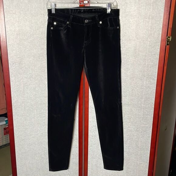 7 For All Mankind REVOLVE Black Velvet “The Skinny” Pants (Size: 27) - Picture 13 of 16